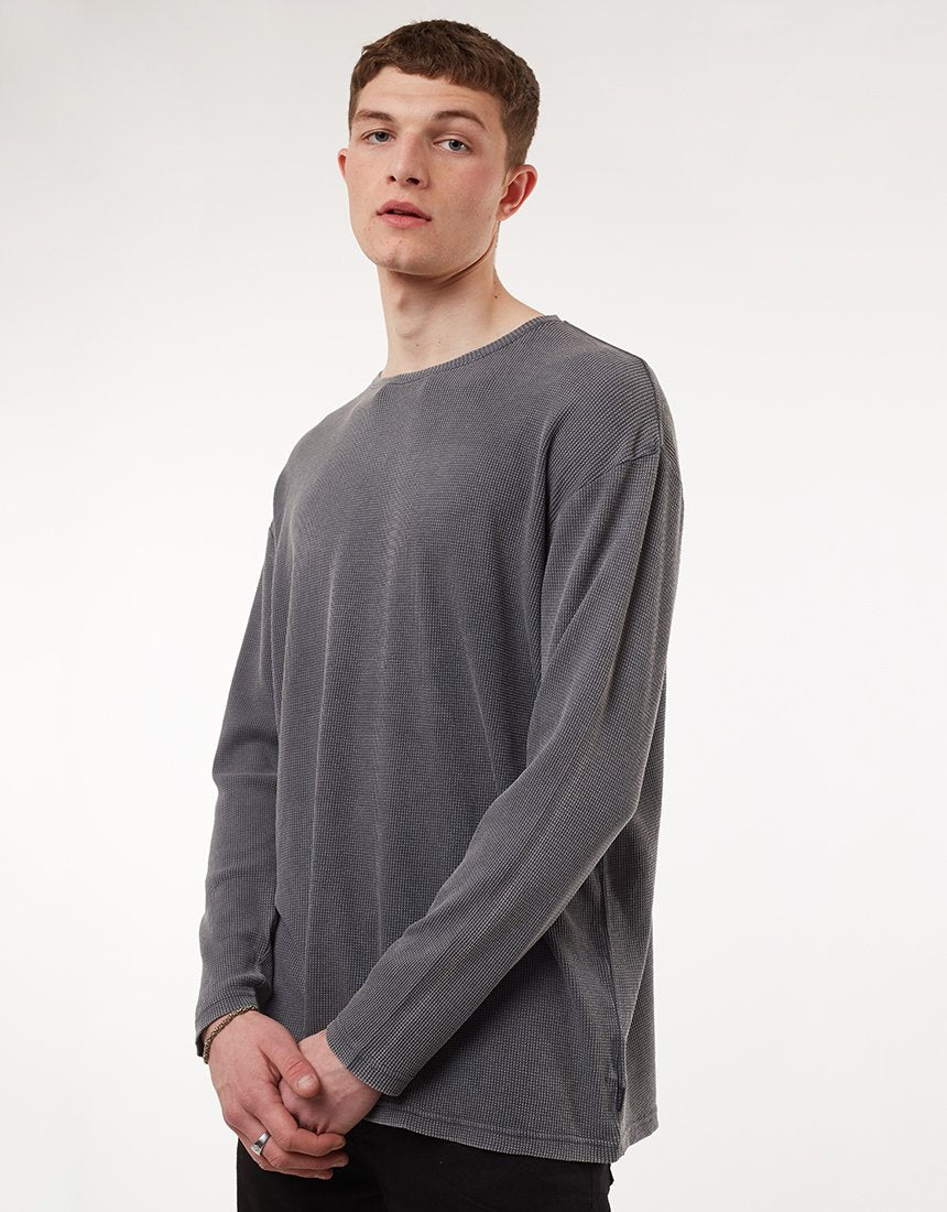 Acid Waffle L/S Tee- Charcoal