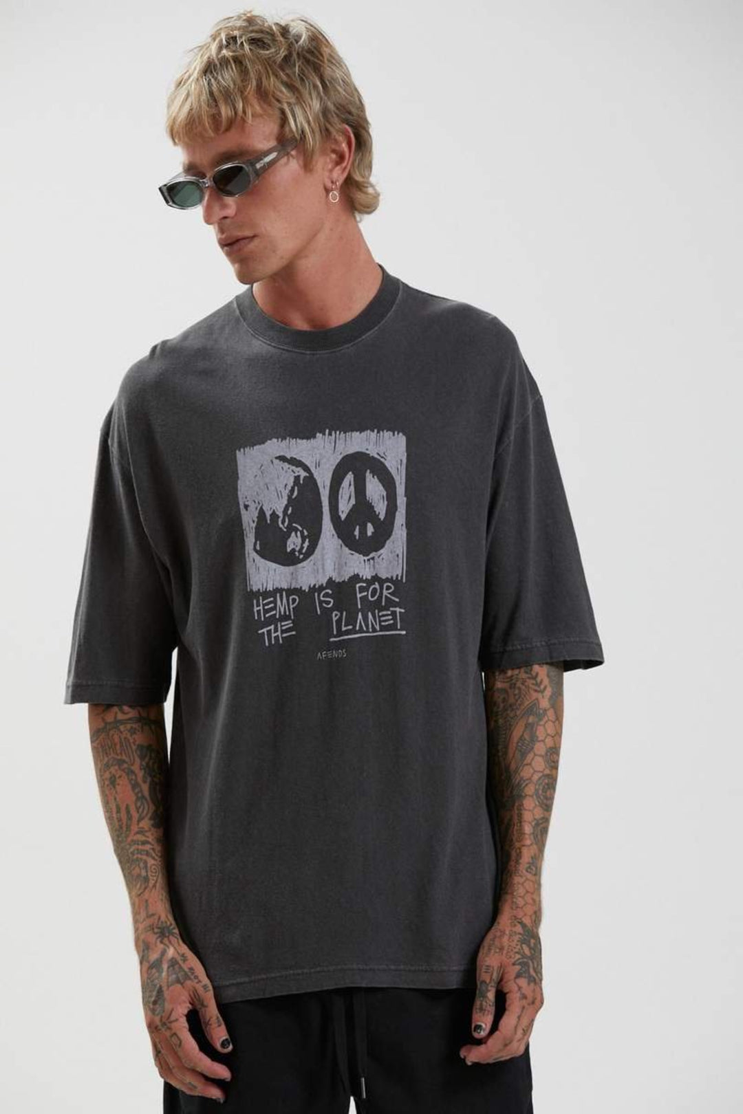 For The Planet Hemp Oversized Tee- Gunmetal