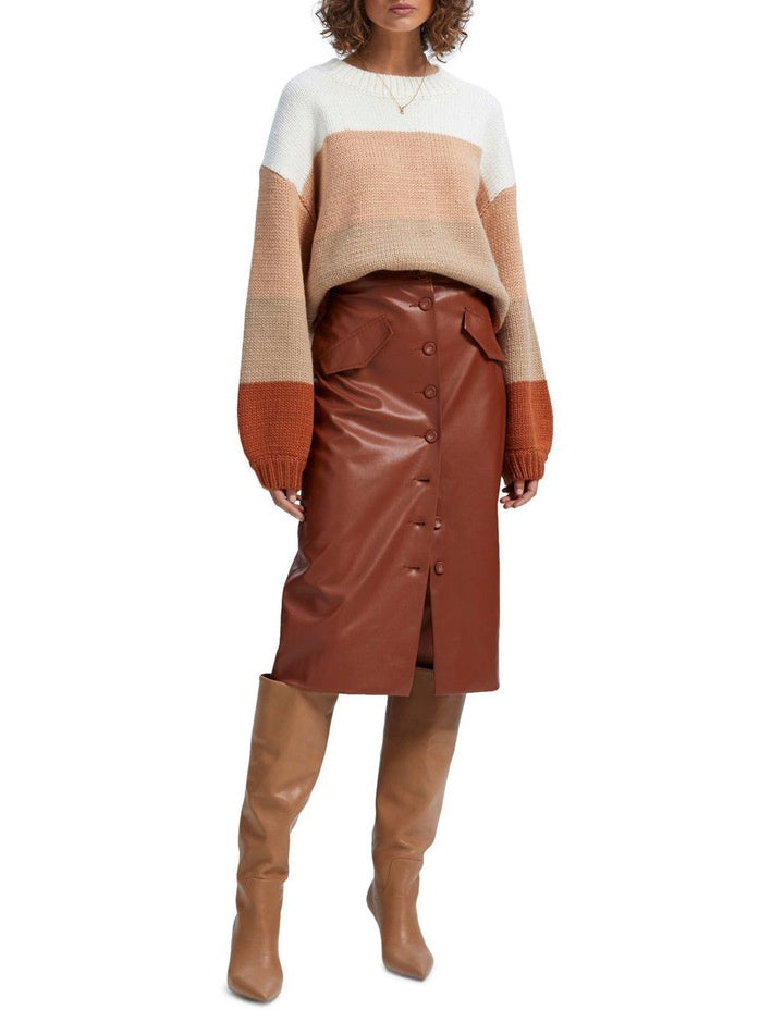 Archer PU Midi Skirt