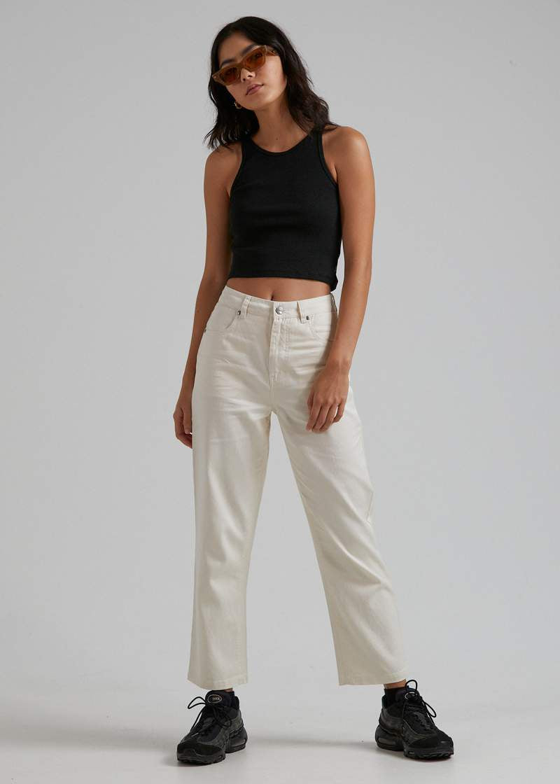 Shelby Hemp Twill high Waist Wide Leg- Off White