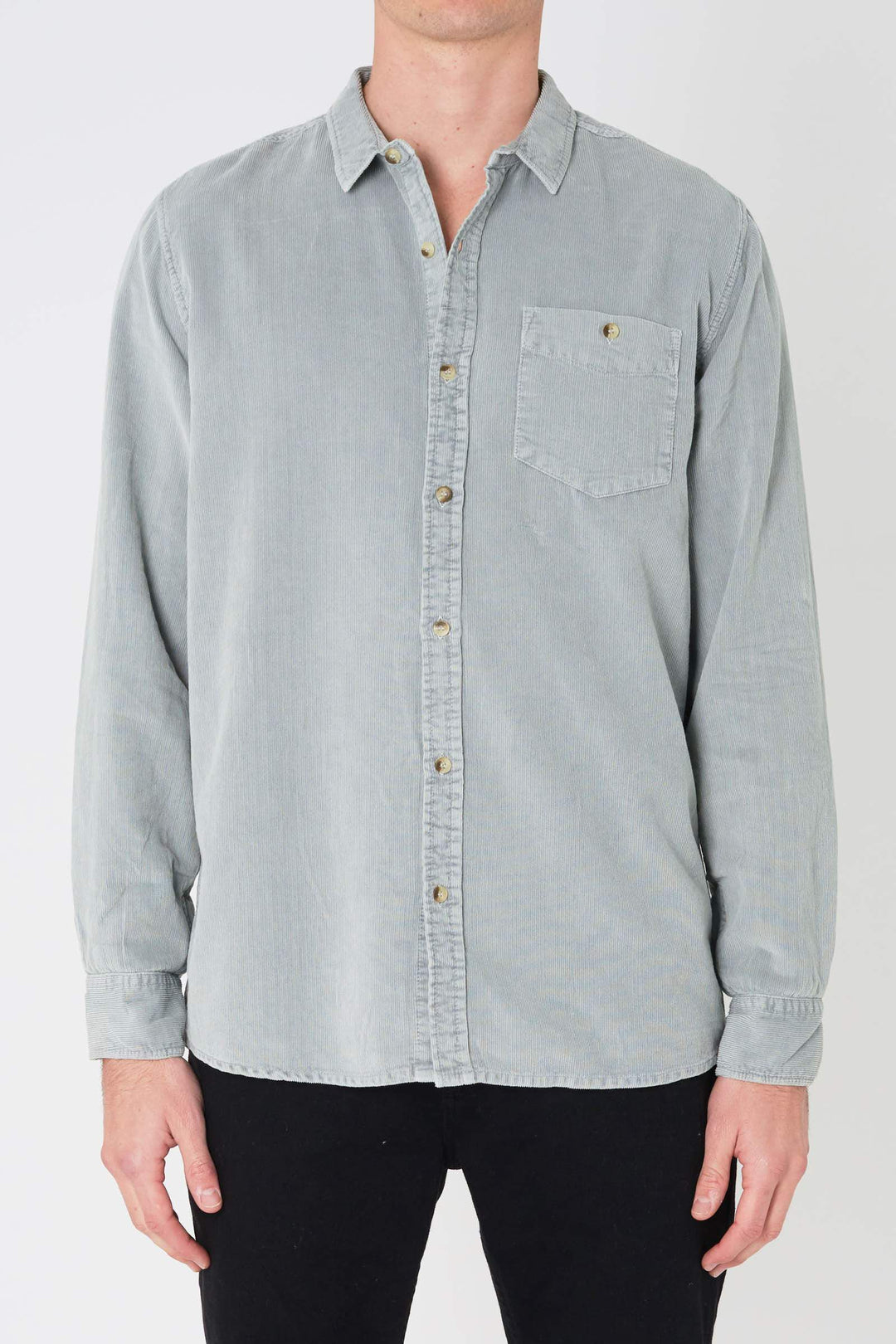 Men At Work Cord Shirt- Light Grey