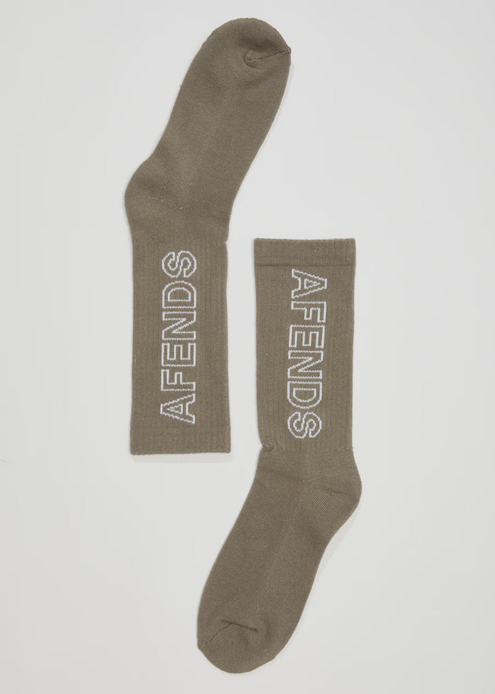 Outline Recycled Crew Socks One Pack - Beechwood