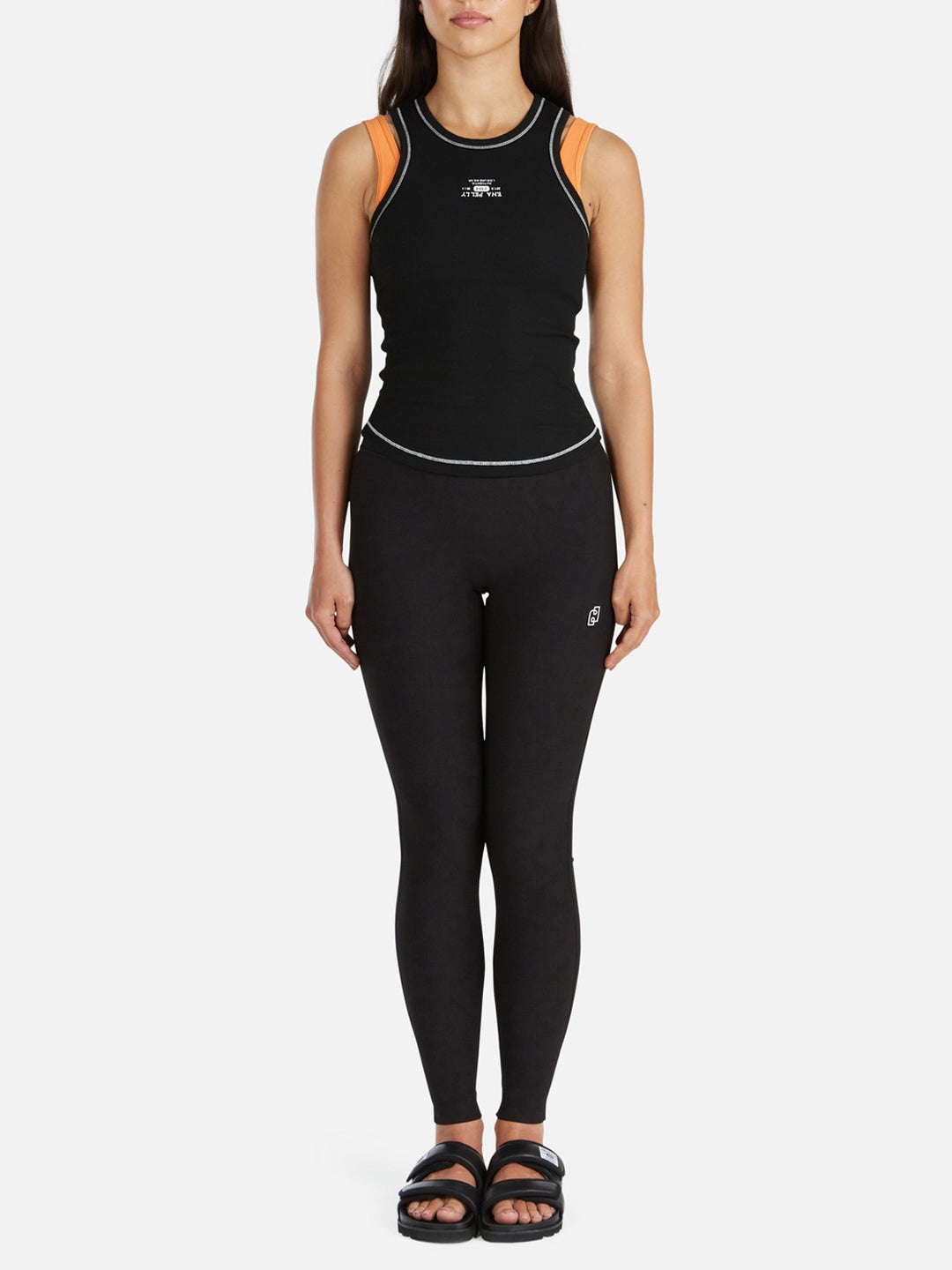 Ena Pelly Athleisure Rib Tank - Black/White