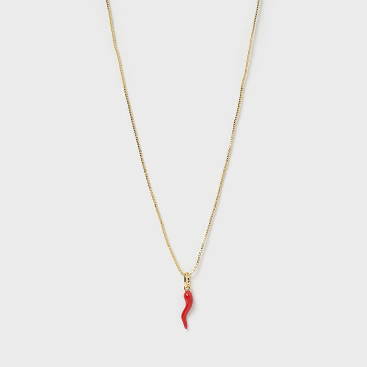 Arms Of Eve Cornicello Red Charm Necklace