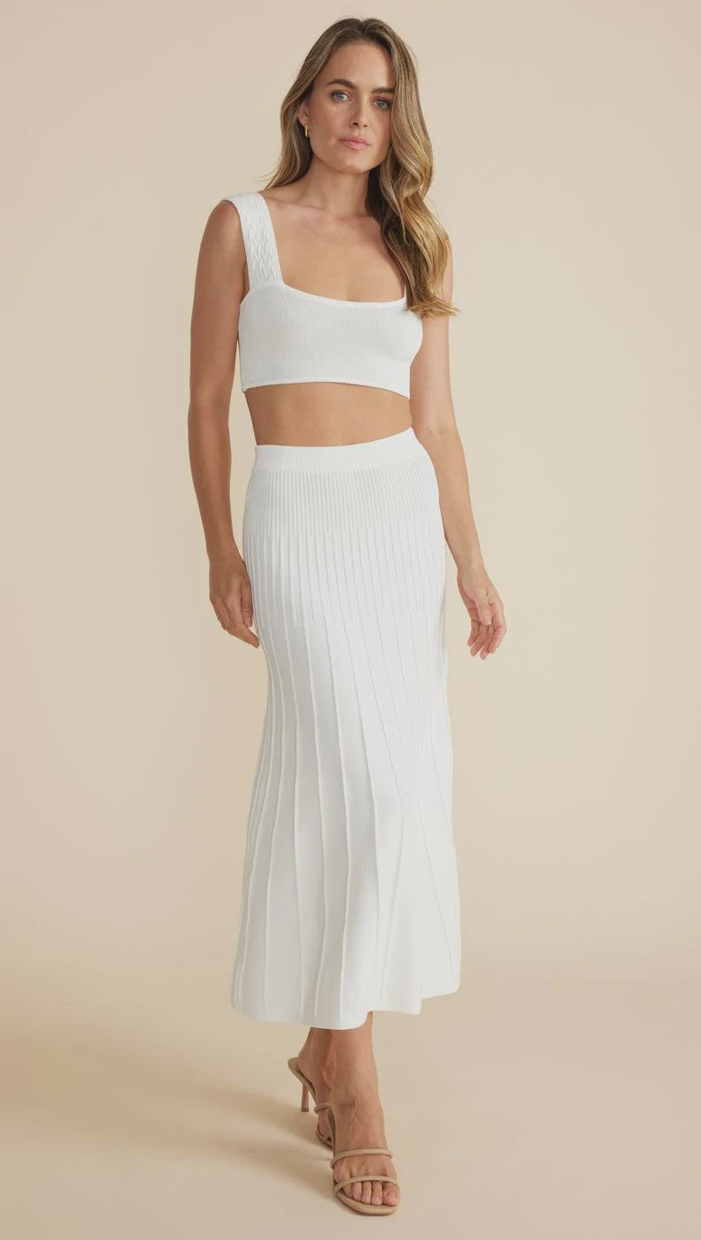Sofia Knit Midi Skirt - White