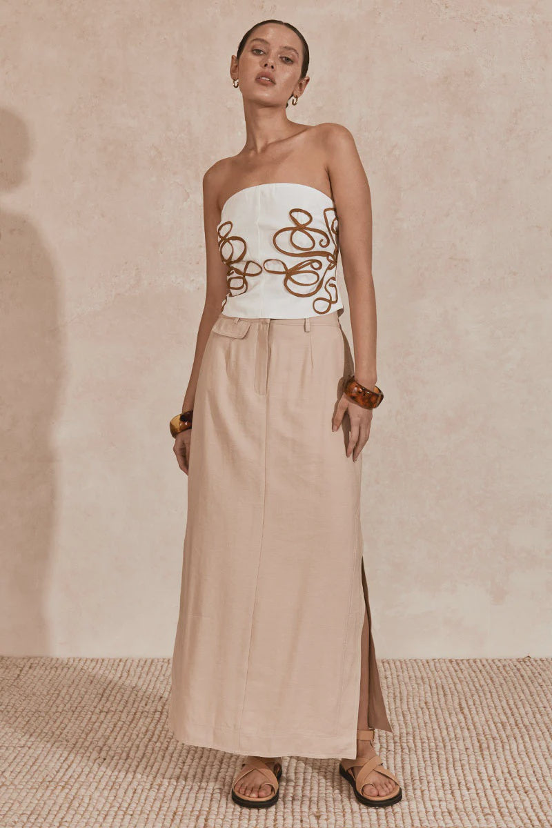 Mon Renn Diego Maxi Skirt- Biscuit