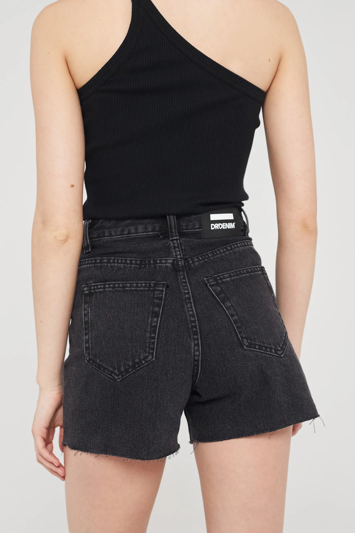 Nora Shorts - Black Retro Raw Hem