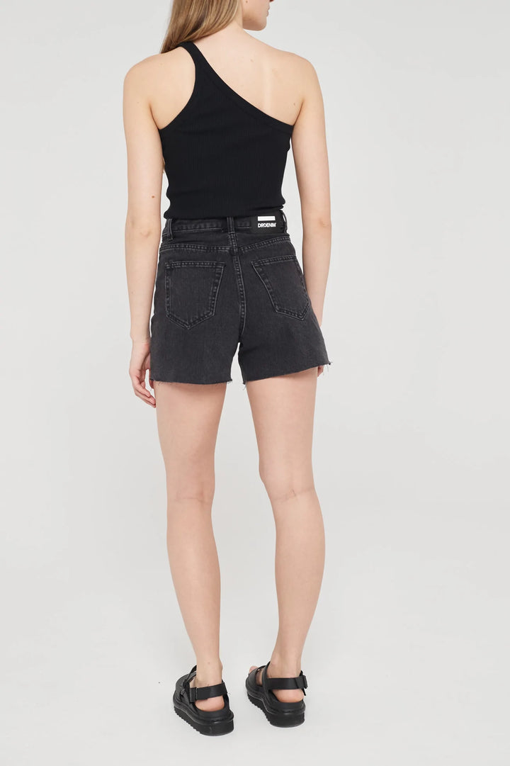 Nora Shorts - Black Retro Raw Hem