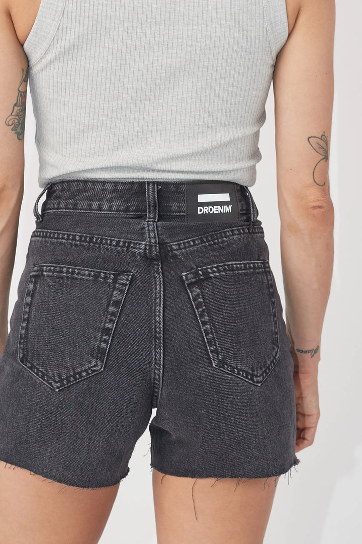 Nora Shorts - Black Retro Raw Hem
