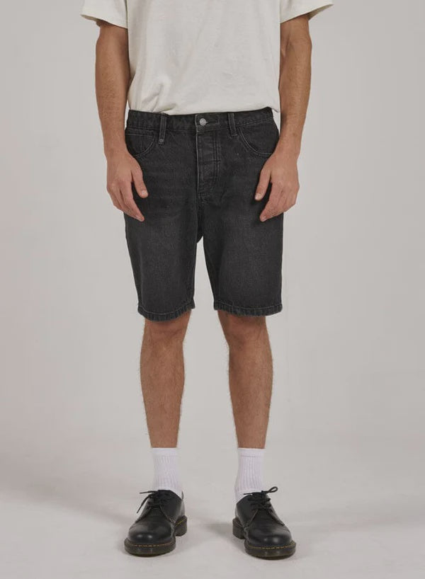 Thrills Chopped Hem Denim Short - Smoke Black