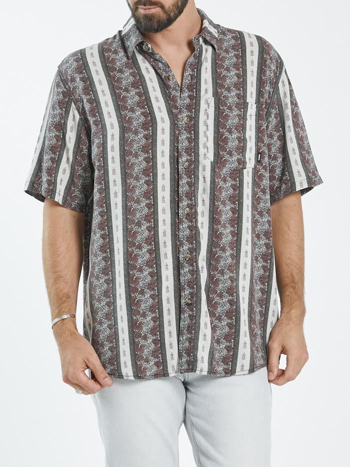 Stumped Oversized Short Sleeve Shirt- Dirty White