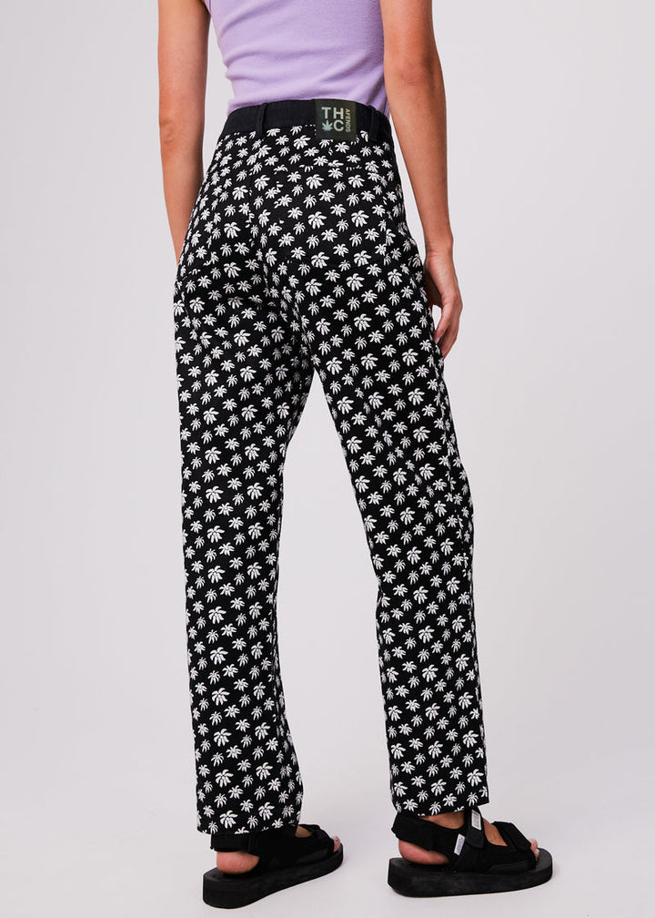 Pascale Shelby Long Hemp Printed Wide Leg Pants - Black