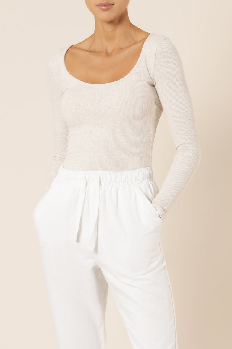 Maya LS Rib Tee- Cream Marle