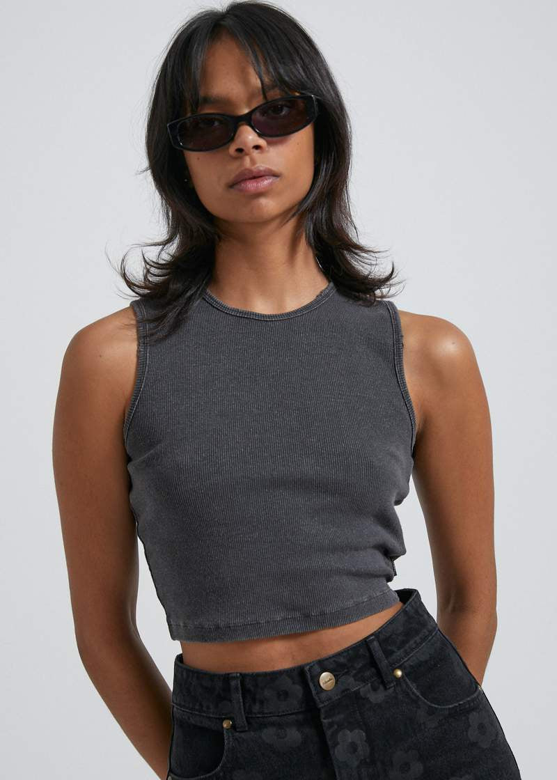 Dalston Hemp Rib Tank- Stone Black
