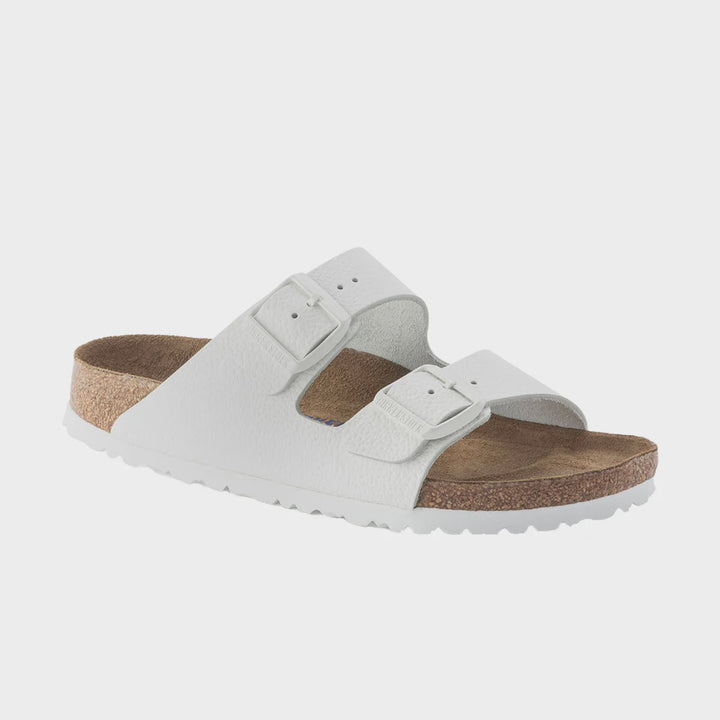 Birkenstock Arizona White Smooth Grained Leather White Buckle Regular
