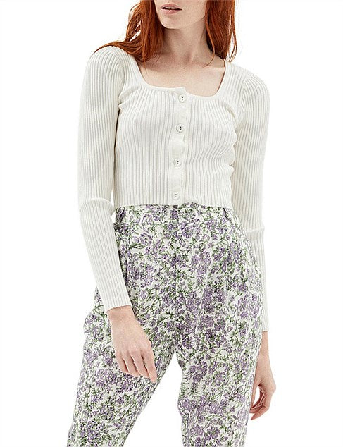 Ilona Rib Button Through Top- Ivory
