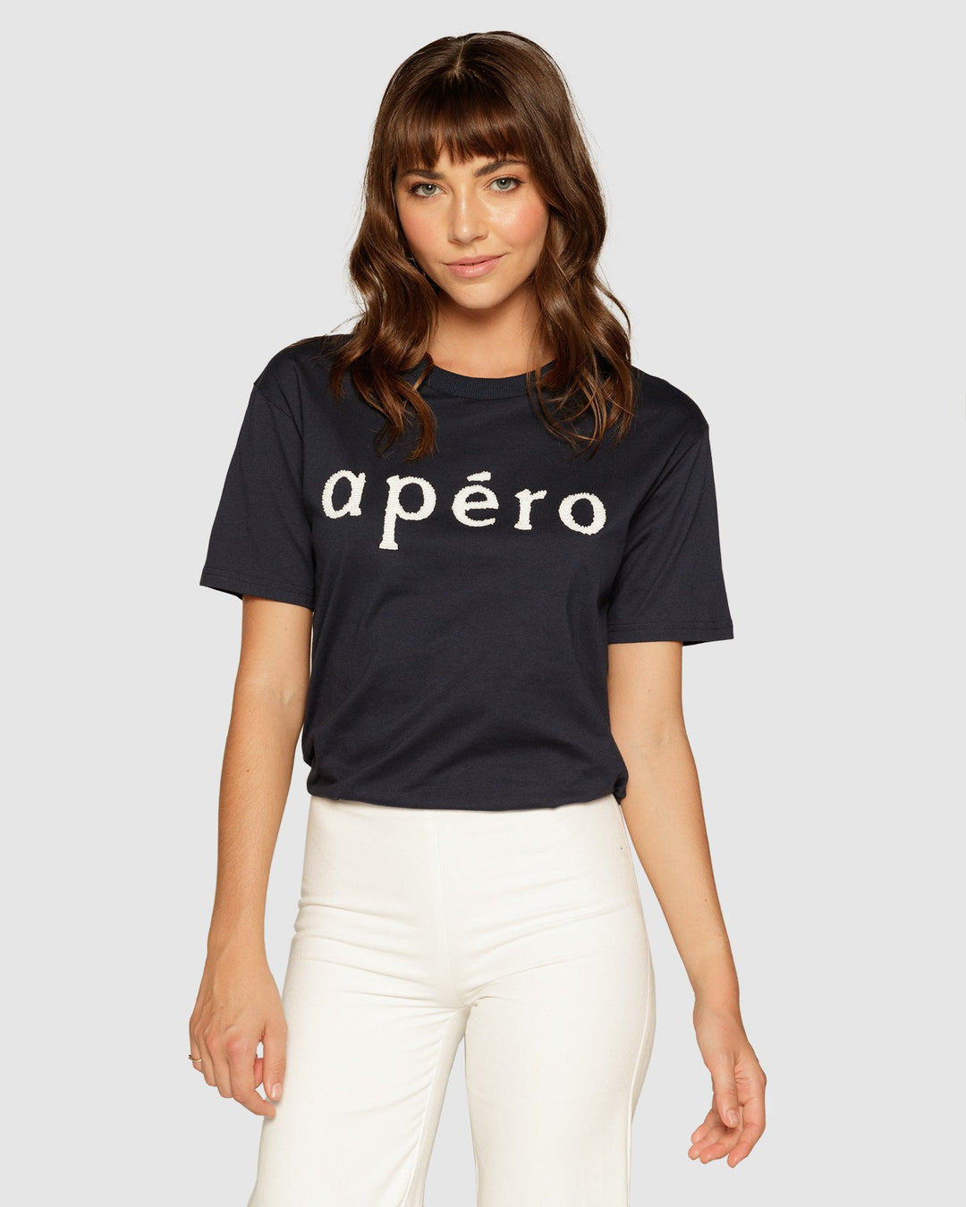 Apero Beaded Tee - Navy/White Bead