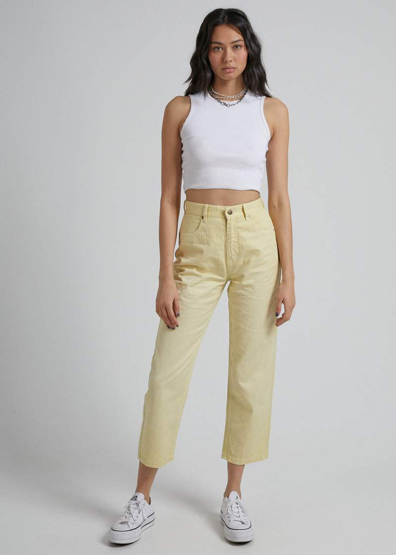 Shelby Hemp Twill High Waist Wide Leg- Yellow