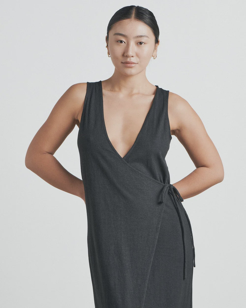 Charlie Holiday Miya Wrap Dress - Black Birdie Blue Charlie Holiday Miya Wrap Dress - Black Birdie Blue