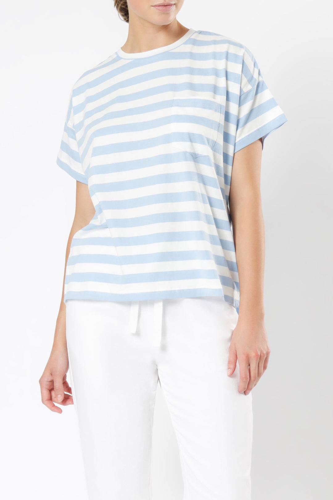 Joey Stripe Tee - Capri Blue