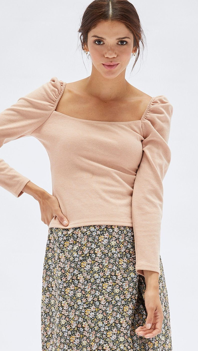 Roshni Puff Sleeve Top- Beige
