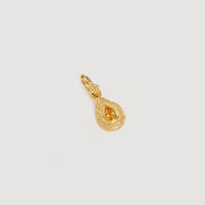By Charlotte With Love Birthstone Annex Link Pendant-November/Citrine 18k Gold Vermeil