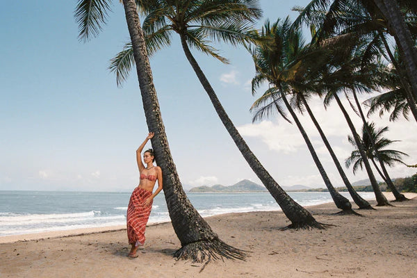 Rhythm Sahara Tie Dye Bias Cut Maxi Skirt - Red