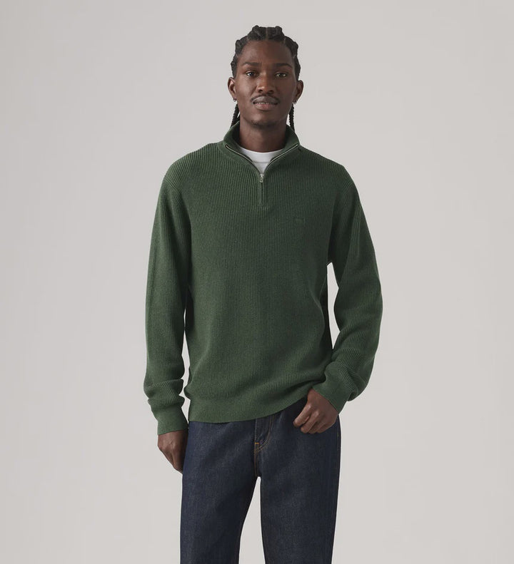 Levi HM Quarter Zip Sweater - Duffel Bag Heather Green