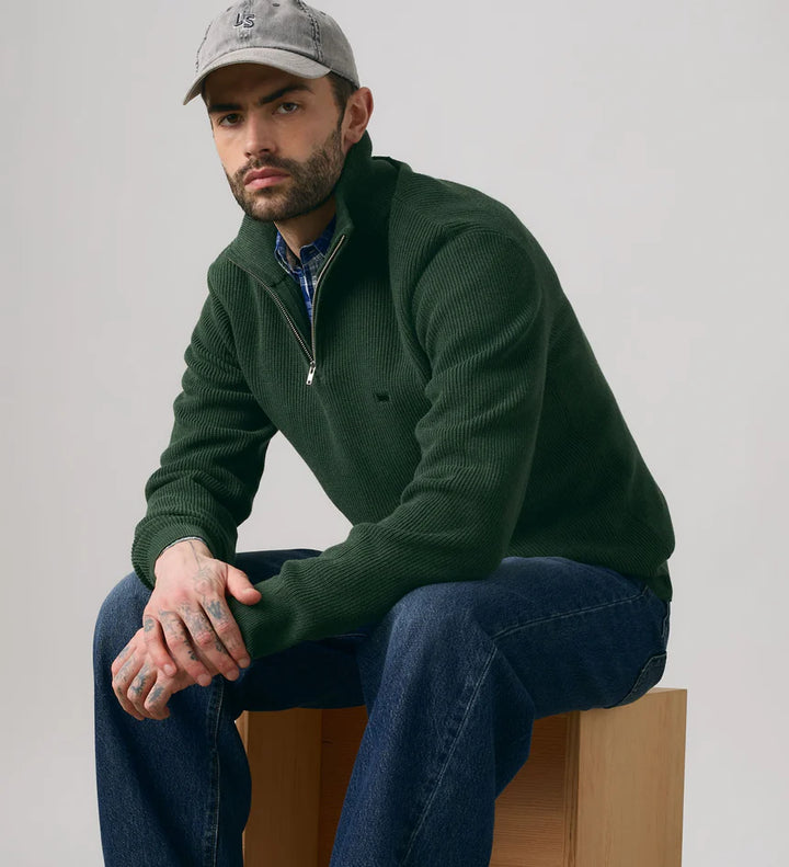 Levi HM Quarter Zip Sweater - Duffel Bag Heather Green