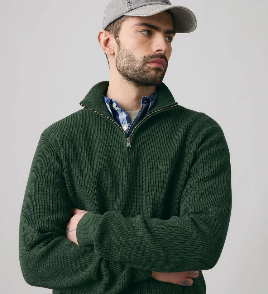 Levi HM Quarter Zip Sweater - Duffel Bag Heather Green