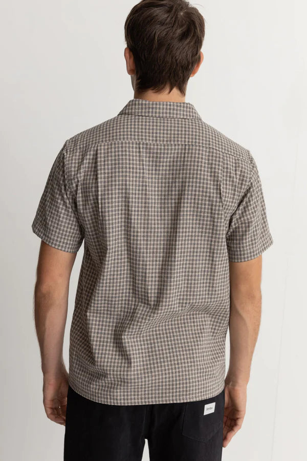 Rhythm Linen Check SS Shirt- Sand