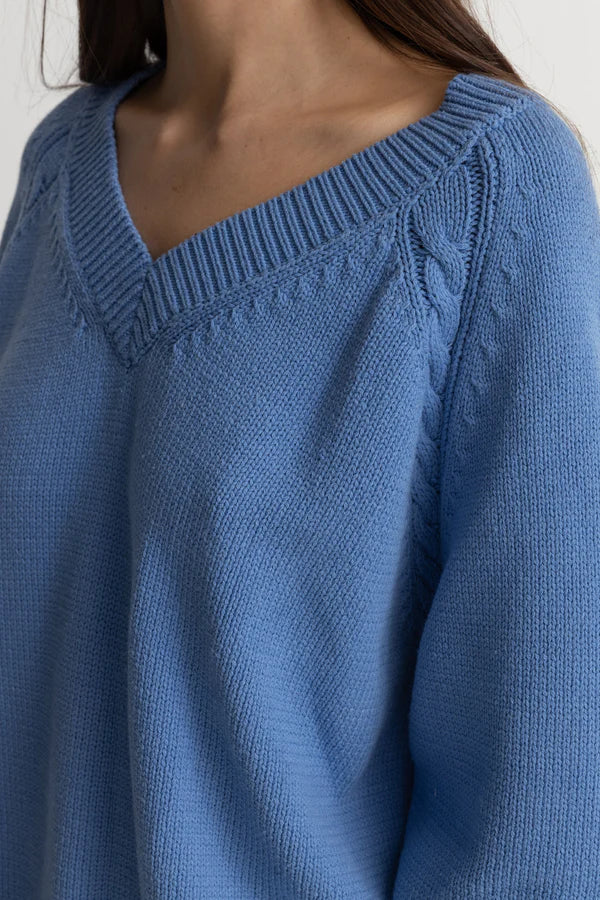 Rhythm Moonstone Oversized V Neck Knit - Blue