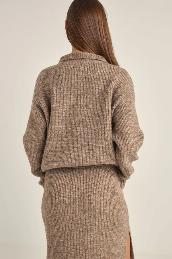 Rhythm Quinn Zip Knit - Oatmeal