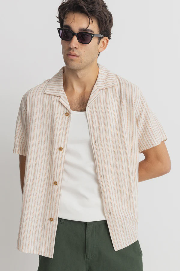 Rhythm Vacation Stripe Short Sleeve Shirt - Natural