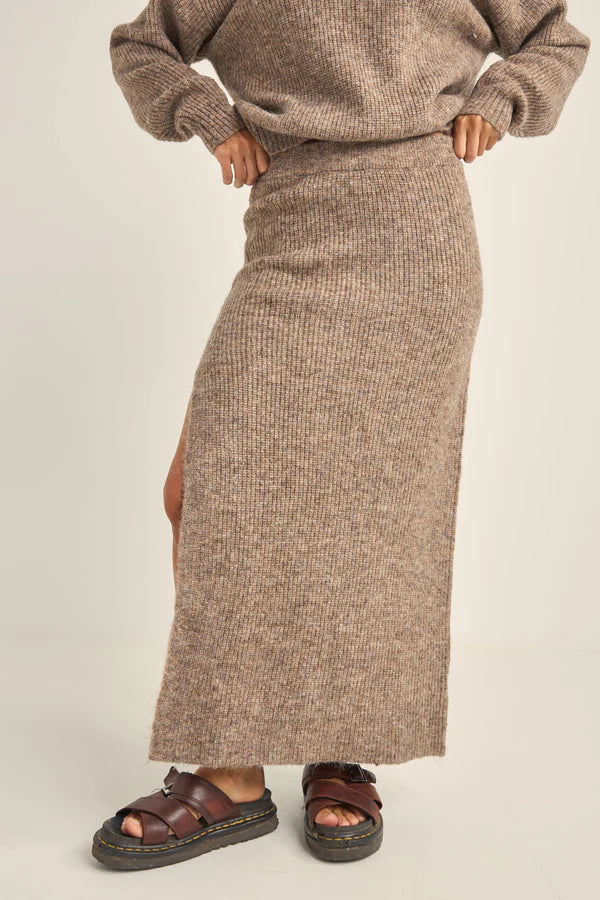 Rhythm Quinn Knit Midi Skirt - Oatmeal