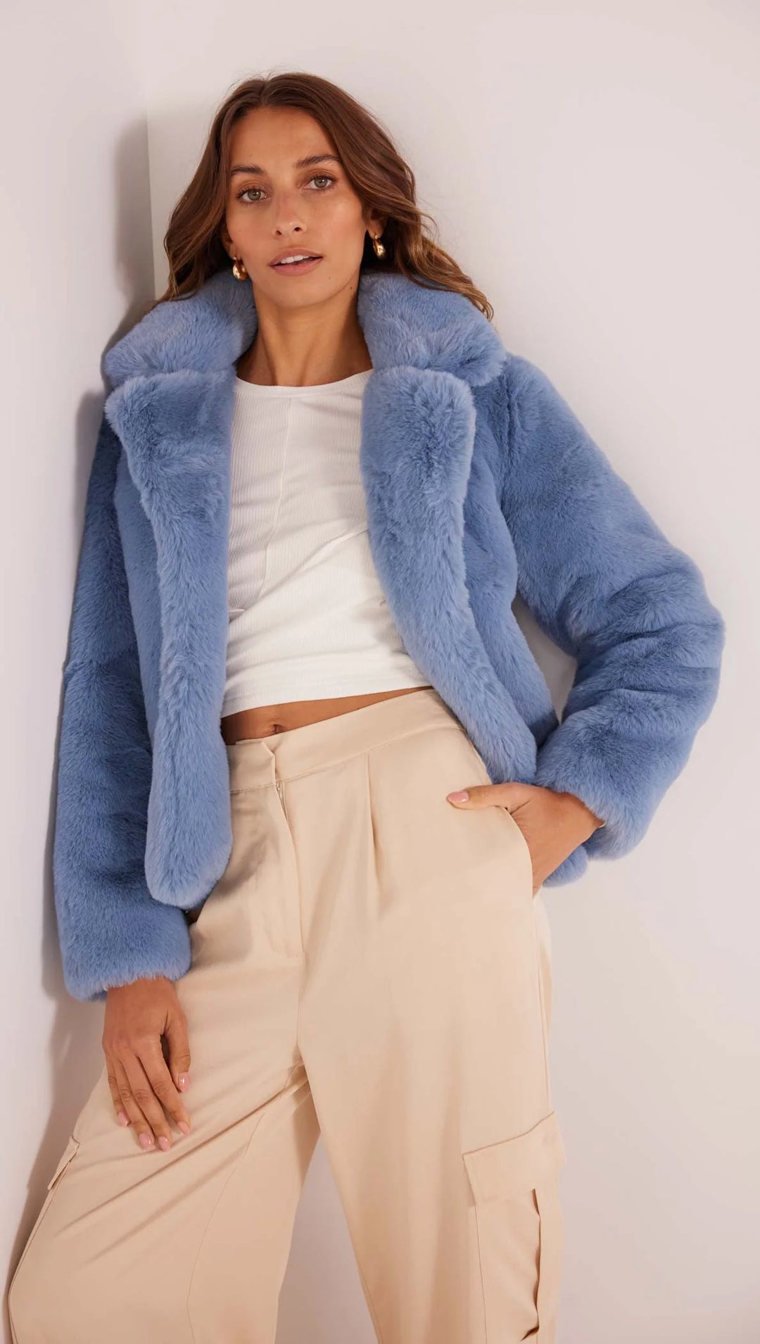 Minkpink Zara Faux Fur Jacket - Slate
