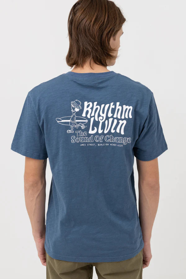 Rhythm Living Slub Short Sleeve T-Shirt - Vintage Blue