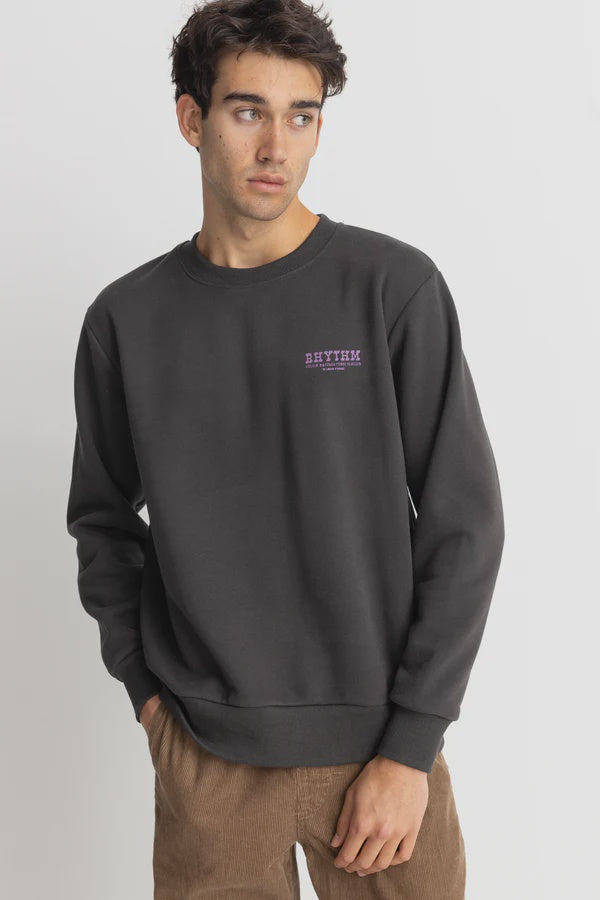 Rhythm Fungi Fleece Crew Jumper - Vintage Black