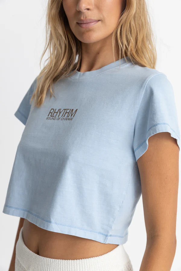 Rhythm Sound Of Change Vintage Crop Crew Tee - Sky