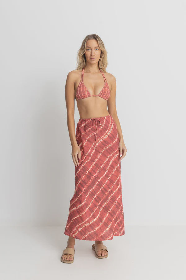 Rhythm Sahara Tie Dye Bias Cut Maxi Skirt - Red
