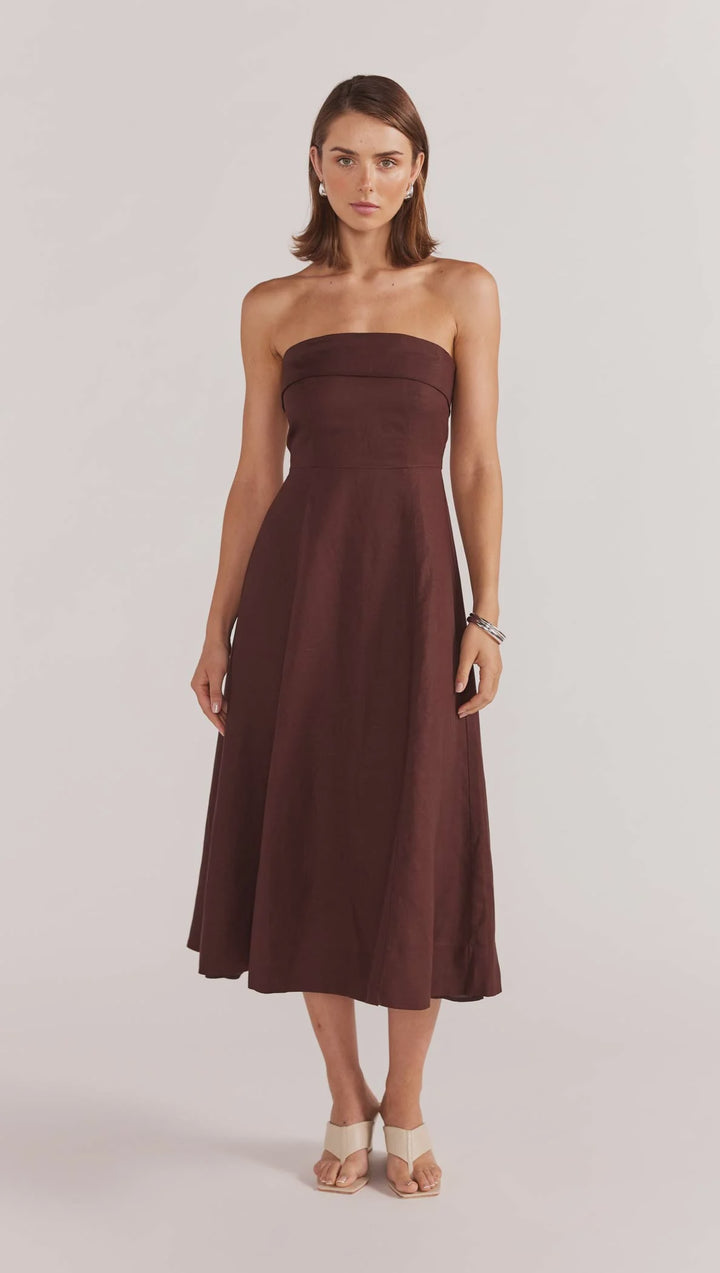 Staple The Label Ellison Strapless Dress - Espresso