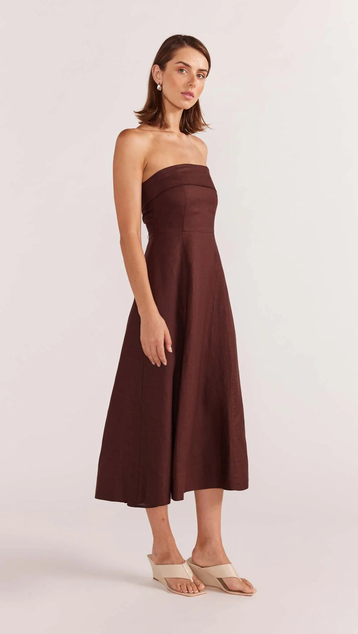 Staple The Label Ellison Strapless Dress - Espresso