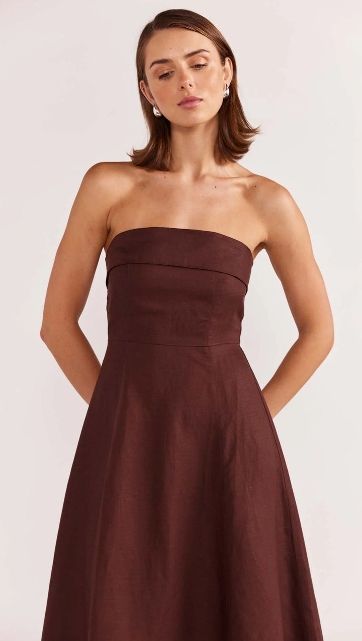 Staple The Label Ellison Strapless Dress - Espresso