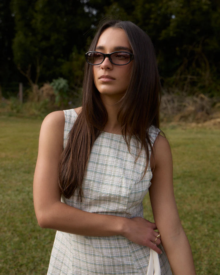 Afends Legacy Organic Seersucker Mini Dress - Boa Check