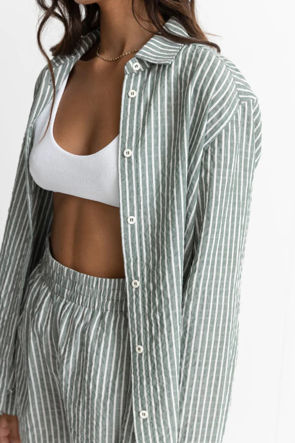 Rhythm Stevie Stripe Beach Shirt - Green