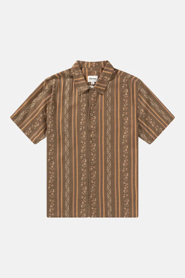 Rhythm Paisley Stripe Short Sleeve Shirt - Tobacco