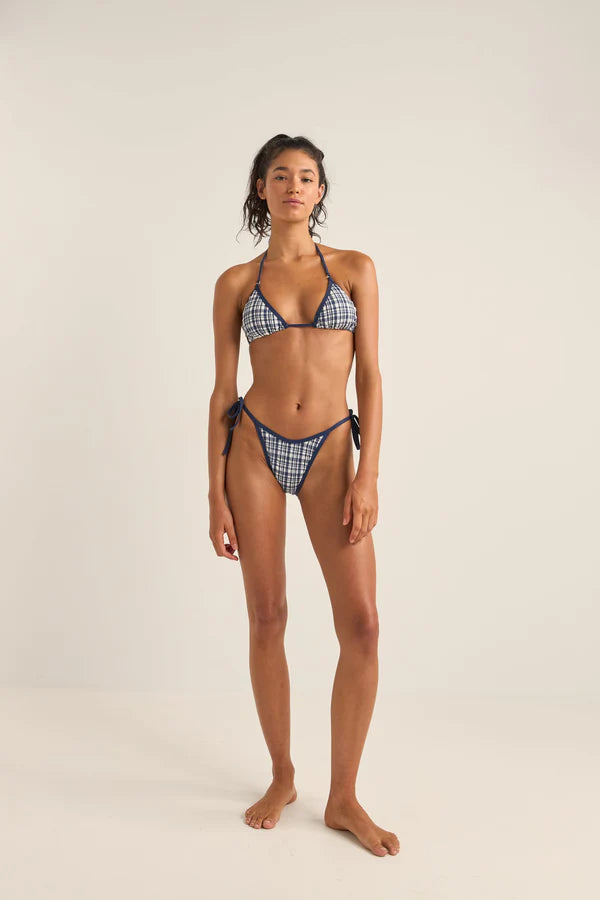 Rythm London Check Tie Side Hi Cut Pant - Navy