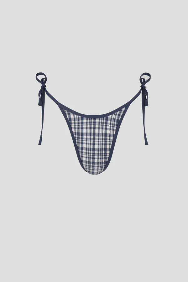 Rythm London Check Tie Side Hi Cut Pant - Navy