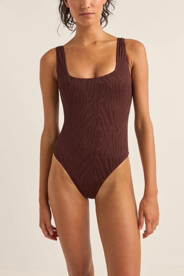 Rhythm Amazon Square Neck One Piece - Chocolate