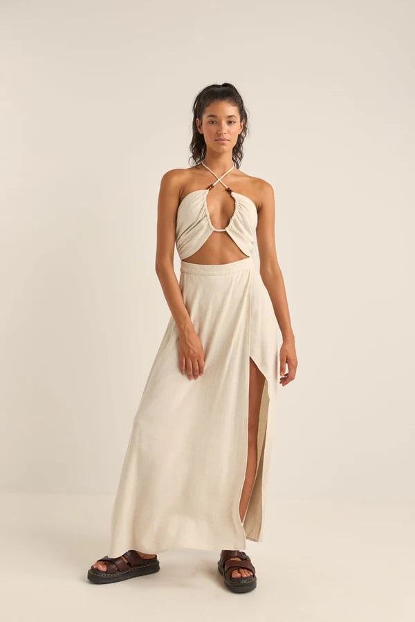 Rhythm Santana Cut Out Maxi Dress - Oat